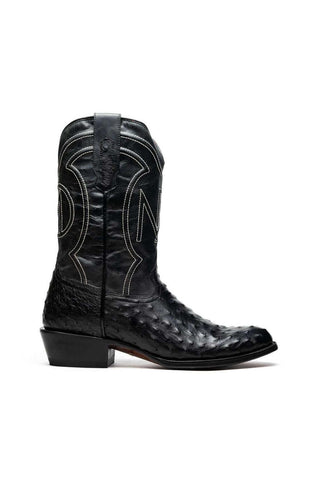 Marco Di Milano Savannah Black Exotic Ostrich Skin Cowboy Boot (MDM1227)-AmbrogioShoes