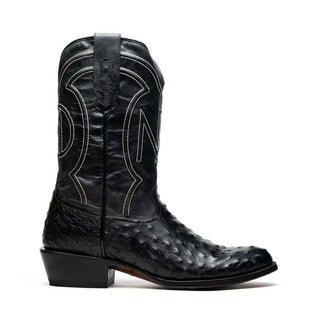 Marco Di Milano Savannah Men's Shoes Black Exotic Ostrich Skin Cowboy Boot (MDM1227)-AmbrogioShoes