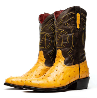 Marco Di Milano Savannah Men's Shoes Buttercup Exotic Ostrich Skin Cowboy Boot (MDM1226)-AmbrogioShoes