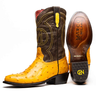 Marco Di Milano Savannah Men's Shoes Buttercup Exotic Ostrich Skin Cowboy Boot (MDM1226)-AmbrogioShoes