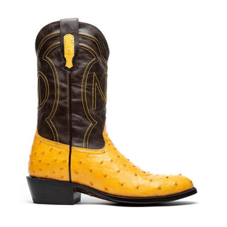 Marco Di Milano Savannah Men's Shoes Buttercup Exotic Ostrich Skin Cowboy Boot (MDM1226)-AmbrogioShoes