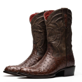 Marco Di Milano Savannah Men's Shoes Kango Tabacco Exotic Ostrich Skin Cowboy Boot (MDM1230)-AmbrogioShoes
