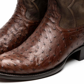 Marco Di Milano Savannah Men's Shoes Kango Tabacco Exotic Ostrich Skin Cowboy Boot (MDM1230)-AmbrogioShoes