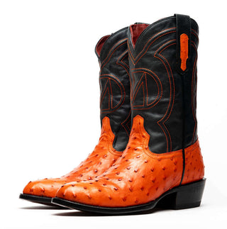 Marco Di Milano Savannah Men's Shoes Orange Exotic Ostrich Skin Cowboy Boot (MDM1228)-AmbrogioShoes