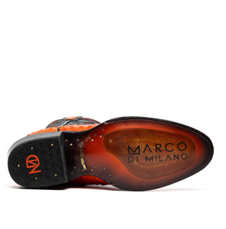 Marco Di Milano Savannah Men's Shoes Orange Exotic Ostrich Skin Cowboy Boot (MDM1228)-AmbrogioShoes