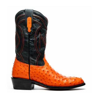 Marco Di Milano Savannah Men's Shoes Orange Exotic Ostrich Skin Cowboy Boot (MDM1228)-AmbrogioShoes