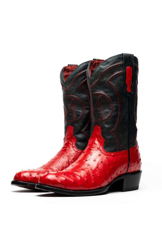 Marco Di Milano Savannah Red Exotic Ostrich Skin Cowboy Boot (MDM1229)-AmbrogioShoes