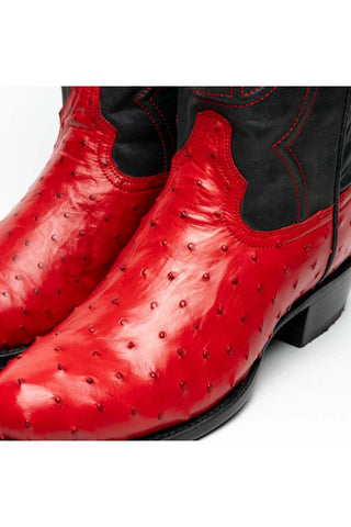 Marco Di Milano Savannah Red Exotic Ostrich Skin Cowboy Boot (MDM1229)-AmbrogioShoes