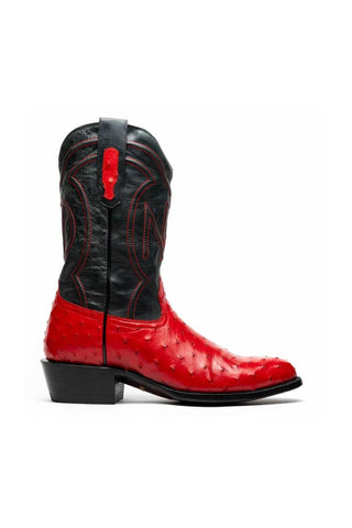 Marco Di Milano Savannah Red Exotic Ostrich Skin Cowboy Boot (MDM1229)-AmbrogioShoes
