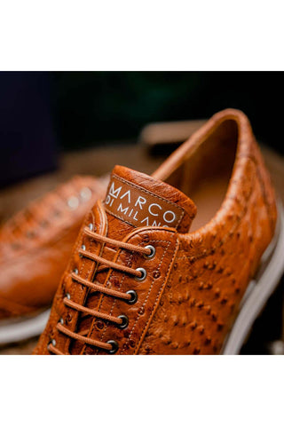 Marco Di Milano Scanno Antique Cognac Exotic Ostich Casual Sneakers (MDM1049)-AmbrogioShoes