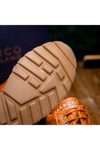 Marco Di Milano Scanno Antique Cognac Exotic Ostich Casual Sneakers (MDM1049)-AmbrogioShoes