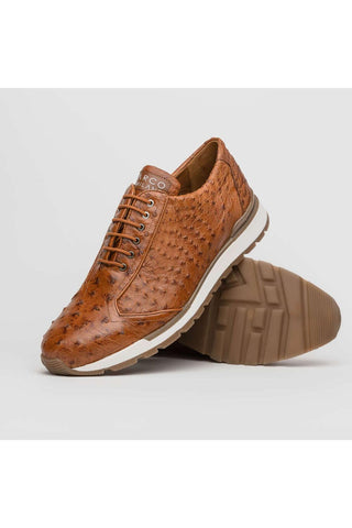 Marco Di Milano Scanno Antique Cognac Exotic Ostich Casual Sneakers (MDM1049)-AmbrogioShoes