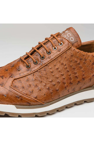 Marco Di Milano Scanno Antique Cognac Exotic Ostich Casual Sneakers (MDM1049)-AmbrogioShoes
