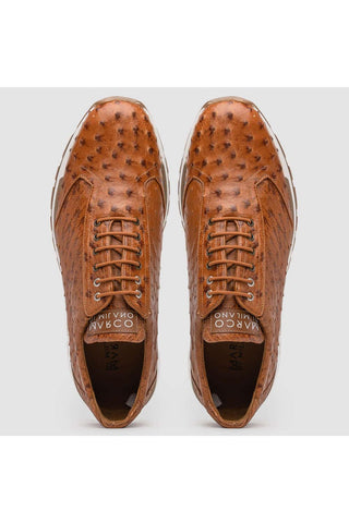 Marco Di Milano Scanno Antique Cognac Exotic Ostich Casual Sneakers (MDM1049)-AmbrogioShoes