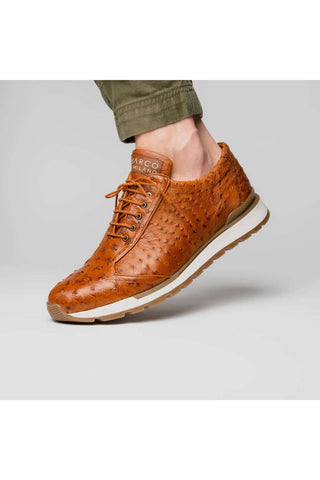 Marco Di Milano Scanno Antique Cognac Exotic Ostich Casual Sneakers (MDM1049)-AmbrogioShoes