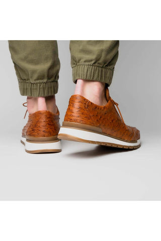 Marco Di Milano Scanno Antique Cognac Exotic Ostich Casual Sneakers (MDM1049)-AmbrogioShoes