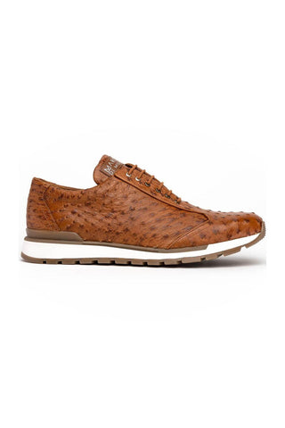 Marco Di Milano Scanno Antique Cognac Exotic Ostich Casual Sneakers (MDM1049)-AmbrogioShoes