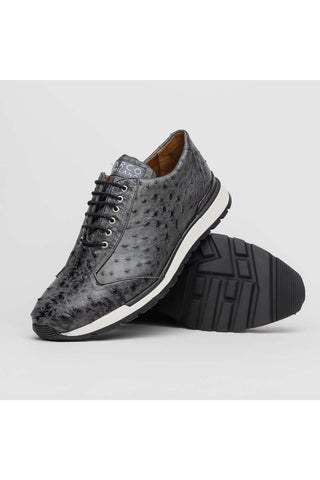 Marco Di Milano Scanno Antique Gray Exotic Ostich Casual Sneakers (MDM1050)-AmbrogioShoes