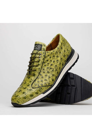 Marco Di Milano Scanno Antique Green Exotic Ostich Casual Sneakers (MDM1055)-AmbrogioShoes