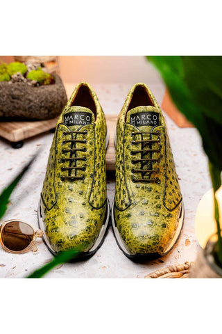 Marco Di Milano Scanno Antique Green Exotic Ostich Casual Sneakers (MDM1055)-AmbrogioShoes