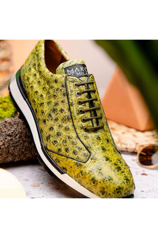 Marco Di Milano Scanno Antique Green Exotic Ostich Casual Sneakers (MDM1055)-AmbrogioShoes