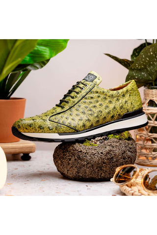 Marco Di Milano Scanno Antique Green Exotic Ostich Casual Sneakers (MDM1055)-AmbrogioShoes