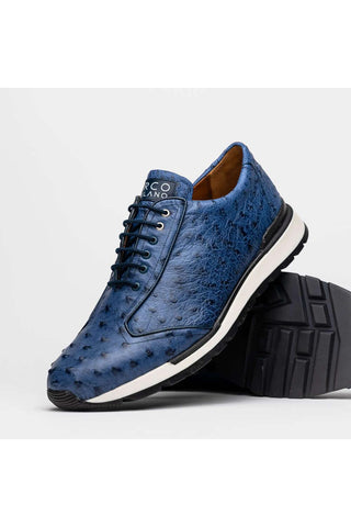 Marco Di Milano Scanno Antique Navy Exotic Ostich Casual Sneakers (MDM1053)-AmbrogioShoes