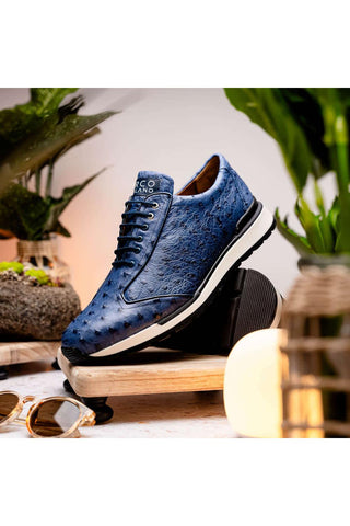Marco Di Milano Scanno Antique Navy Exotic Ostich Casual Sneakers (MDM1053)-AmbrogioShoes