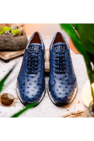 Marco Di Milano Scanno Antique Navy Exotic Ostich Casual Sneakers (MDM1053)-AmbrogioShoes