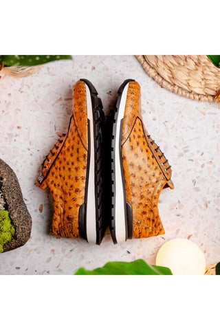 Marco Di Milano Scanno Antique Paja Exotic Ostich Casual Sneakers (MDM1054)-AmbrogioShoes