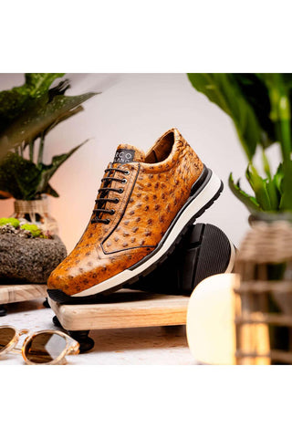 Marco Di Milano Scanno Antique Paja Exotic Ostich Casual Sneakers (MDM1054)-AmbrogioShoes