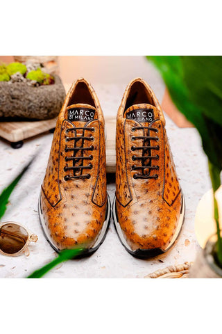 Marco Di Milano Scanno Antique Paja Exotic Ostich Casual Sneakers (MDM1054)-AmbrogioShoes