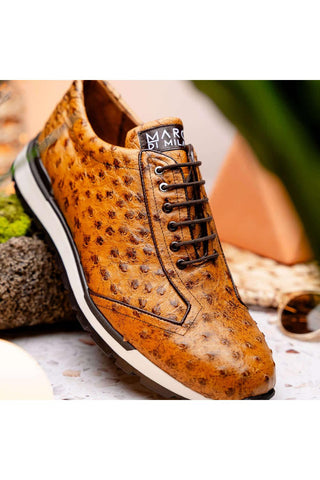 Marco Di Milano Scanno Antique Paja Exotic Ostich Casual Sneakers (MDM1054)-AmbrogioShoes