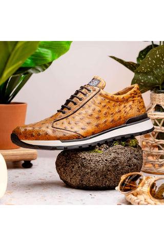 Marco Di Milano Scanno Antique Paja Exotic Ostich Casual Sneakers (MDM1054)-AmbrogioShoes