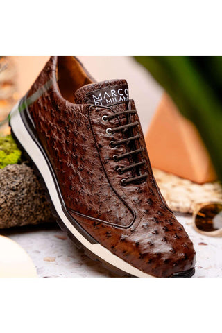 Marco Di Milano Scanno Brown Exotic Ostich Casual Sneakers (MDM1051)-AmbrogioShoes