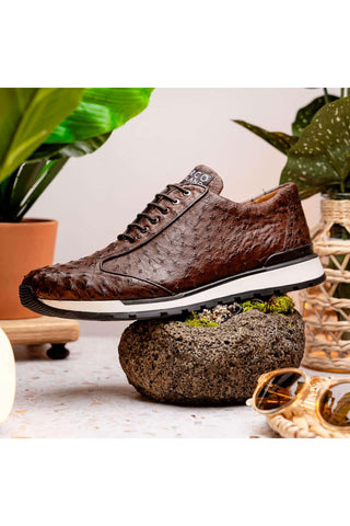 Marco Di Milano Scanno Brown Exotic Ostich Casual Sneakers (MDM1051)-AmbrogioShoes