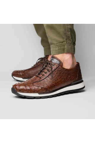 Marco Di Milano Scanno Brown Exotic Ostich Casual Sneakers (MDM1051)-AmbrogioShoes