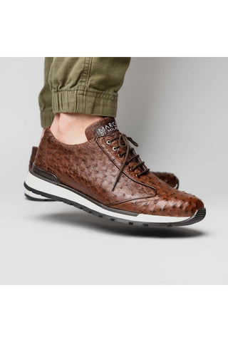 Marco Di Milano Scanno Brown Exotic Ostich Casual Sneakers (MDM1051)-AmbrogioShoes