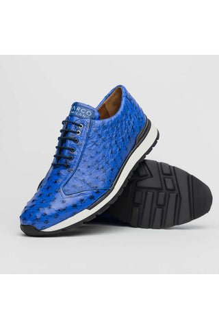 Marco Di Milano Scanno Electric Blue Exotic Ostrich Casual Sneakers (MDM1046)-AmbrogioShoes
