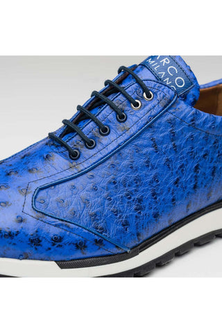 Marco Di Milano Scanno Electric Blue Exotic Ostrich Casual Sneakers (MDM1046)-AmbrogioShoes