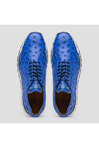 Marco Di Milano Scanno Electric Blue Exotic Ostrich Casual Sneakers (MDM1046)-AmbrogioShoes