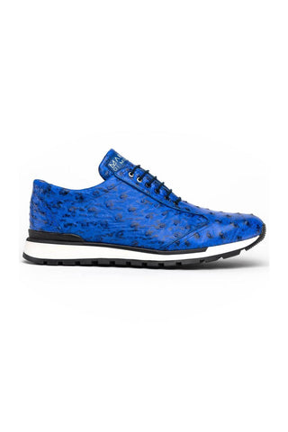 Marco Di Milano Scanno Electric Blue Exotic Ostrich Casual Sneakers (MDM1046)-AmbrogioShoes