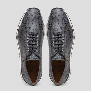 Marco Di Milano Scanno Men's Shoes Antique Gray Exotic Ostich Casual Sneakers (MDM1050)-AmbrogioShoes