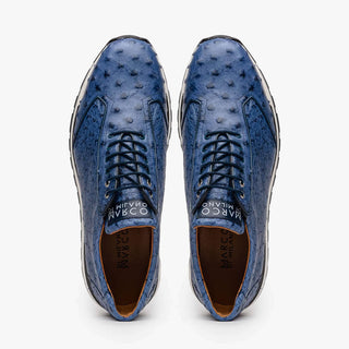 Marco Di Milano Scanno Men's Shoes Antique Navy Exotic Ostich Casual Sneakers (MDM1053)-AmbrogioShoes