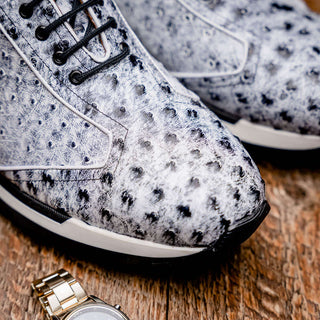 Marco Di Milano Scanno Men's Shoes Newspaper Exotic Ostrich Casual Sneakers (MDM1048)-AmbrogioShoes