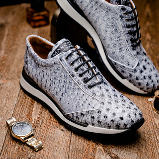 Marco Di Milano Scanno Men's Shoes Newspaper Exotic Ostrich Casual Sneakers (MDM1048)-AmbrogioShoes