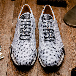 Marco Di Milano Scanno Men's Shoes Newspaper Exotic Ostrich Casual Sneakers (MDM1048)-AmbrogioShoes