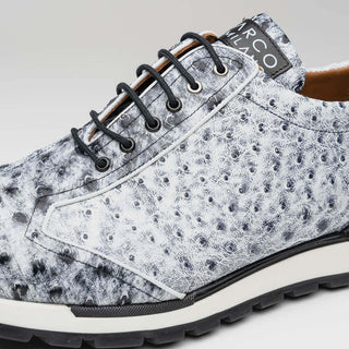 Marco Di Milano Scanno Men's Shoes Newspaper Exotic Ostrich Casual Sneakers (MDM1048)-AmbrogioShoes