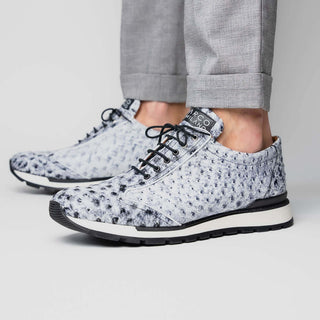 Marco Di Milano Scanno Men's Shoes Newspaper Exotic Ostrich Casual Sneakers (MDM1048)-AmbrogioShoes