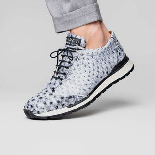 Marco Di Milano Scanno Men's Shoes Newspaper Exotic Ostrich Casual Sneakers (MDM1048)-AmbrogioShoes